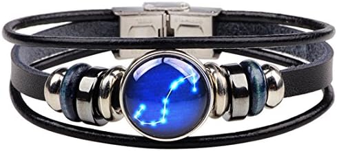 Scorpio Bracelet Zodiac Charm Leather Layered Wristband Constellation Horoscope Sign Woven