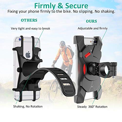 Bovon Bike Phone Mount, Universal Adjustable Bicycle Motorcycle Phone Holder Cradle Clamp for iPhone X/XR/XS MAX/8/7/6 Plus, Samsung Galaxy S10/S10e/S9/S8 Plus and Most 3.5"-6.5" Smart Phones