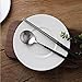Autohome 2 Spoons and 2 Pairs Chopsticks Saintless Steel Dinner Flatware - White&Silver+Black&Silver