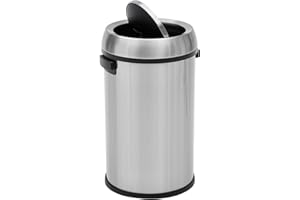 GarveeTech 65 Liter/17 Gallon Trash Can, Stainless Steel Outdoor Garbage Can with Swing Lid, Commercial Grade Heavy Duty Cyli