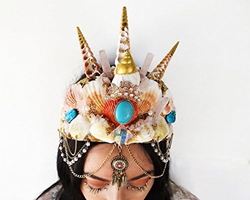 Bohemian Queen Mermaid Crown by Star Stuff Boutiq Extra Large Bohemian Goddess Headdress, High Energy Mermraid Headpiece, Big Mermaid Tiara