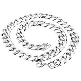 Mens Stainless Steel Silver Tone 25 inch 15MM Heavy Cuban Curb Link Chain Necklace Bracele