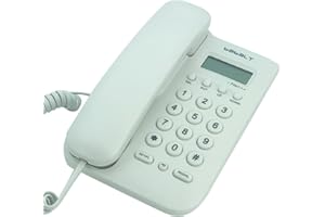 Corded Basic Landline Phone, TelPal FSK/DTMF Simple Caller ID Telephone with LCD Incoming Call Number Display, Small Desk/Wall Mountable Analog Phone for Home Office (White)