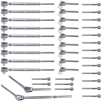 Muzata 10 Pairs Stainless Steel Cable Railing Kits for 1/8