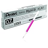 Pentel Refill for Hyper G Gel Pen, Medium Line, Permanent Pink Ink, Box of 12 (KLR7-P)