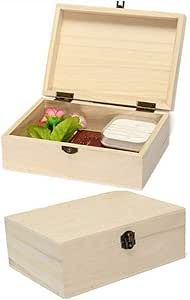 Caja de madera con tapa con bisagras, 2 unidades, para ...