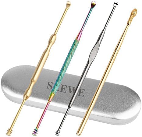 4 Pcs Earwax Pick Remover Tools - 360 Degree Clean Earwax Stainless Steel Earpick for Ear Hygiene Care Medical Grade Ear Cleaning Kits