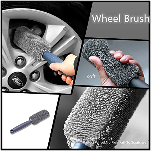 YUKING Car Wash Kit, 6 Pcs Car Cleaning Kit,Car Detailing Kit Interior Exterior Tools-Premium Car Wash Mitt-Sponge Wheel Brush-Cleaning Cloth Kits