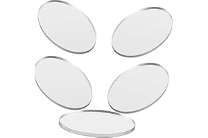 Kisangel 5Pcs Oval Phone Mirror Decal Stickers Silver Mini Vanity Pocket Acrylic for Makeup and Smartphone