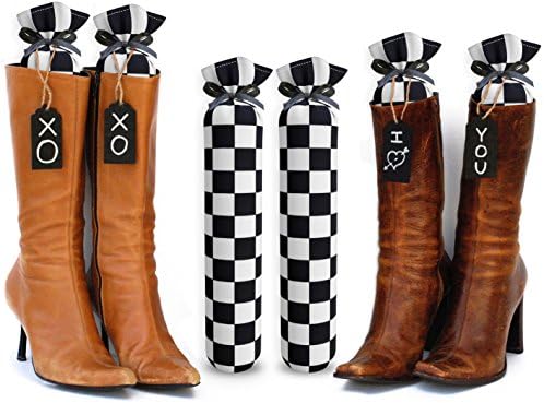 Boot Shaper Stands for Closet Organization. Many Patterns to Choose from. 1 Pair. (Black and White Checkers)