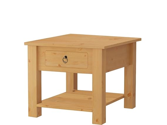 Loft24 Ilona Couchtisch Landhaus Wohnzimmertisch mit Schublade Beistelltisch Sofatisch klein Nachttisch Kiefer Massivholz 50x