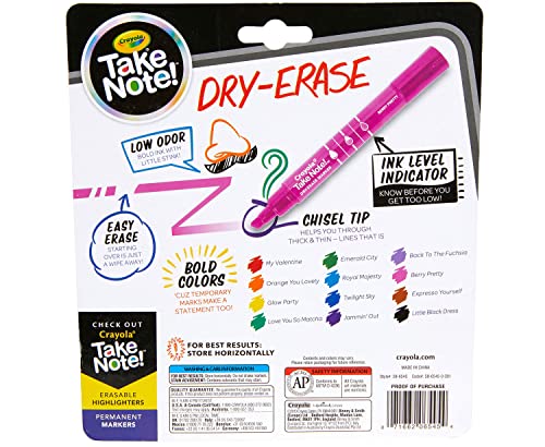 Crayola Low Odor Dry Erase Markers for Kids & Adults, Chisel Tip, Back To School Supplies, 12 Count