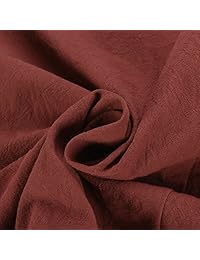 celmia Mujer Lino y algodón de manga larga Maxi vestido sólido volantes vestido de túnica