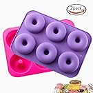 KLEMOO 2-Pack Donut Baking Pan, Silicone, Non-Stick Mold, Bake Full Size Perfect Shaped Doughnuts to Sweeten Your "Hole" Day