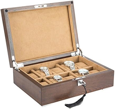 Treasuremap watch box high-grade solid wood watch collection box Suitable for storage watches and jewelry (10 slot-L size)