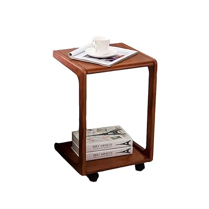 Xyanzi U-förmiger Beistelltisch, Holz, Mit Rädern, Sofa-Beistelltisch | Couchtisch Laptoptisch 39x34x58cm (Farbe : Nussbaum)
