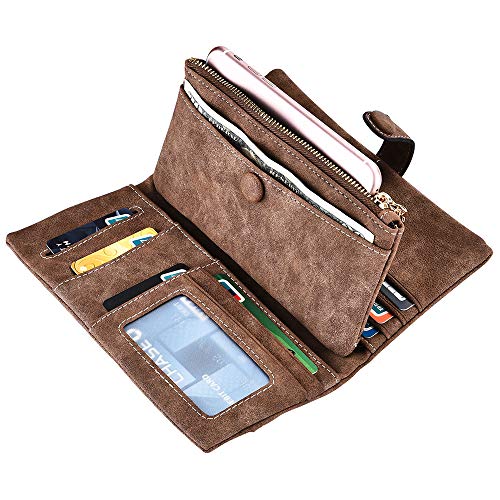 Women Vegan Leather Wallet Bifold Clutch Large Capacity Card Organizer Buckle Long Purse for Girls C - //coolthings.us