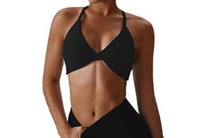 Qmttoae Sports Bras Women Strappy Backless Sports Bra Fitness Criss Cross Back Yoga Bra with Removable Padded Gym Workout Top