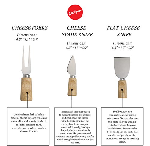 Dutyon Cheese Cutting Board Cheese Platter with Cutlery Knives Slicer and Magnetic Support – Perfect for Friends and Family Gathering
