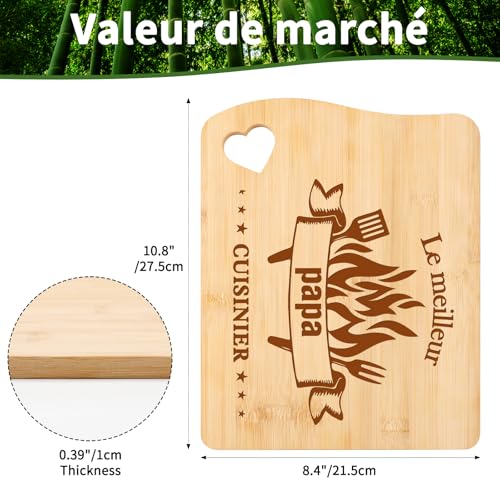Blumuze Father's Day Gift for Dad, Carved Bamboo Chopping Board Birthday Gift Dad Father, Gift Idea for Father, Kitchen, Original Men's Gift, Father's Day, Christmas