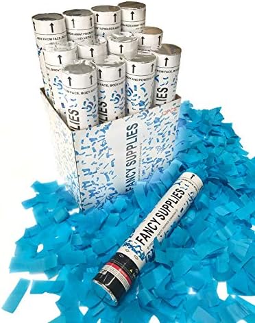 12-inch Blue Confetti Party Dispensers by Fancy Supplies | Biodegradable | Launches 20-25ft | Celebrations - New Year's Eve - Birthdays - Graduation Anniversary Weddings (1)