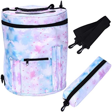 Knitting Tote Bag Organizer,Yarn Storage Bag for Organizing of Crochet and Knitting Yarn, Crochet Patterns and Hooks, Crochet Needles and Wool,Crafts Storage Bag (Cherry Blossom)