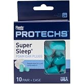 Flents Protechs Super Sleep Foam Ear Plugs, NRR 29, 10 Pair, Teal | Ideal For Loud Noise, Reduces Pressure And Background Noise, Easy Use With Comfort Fit