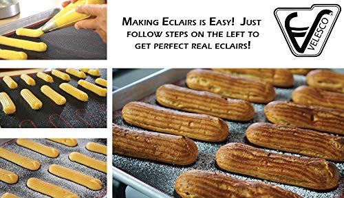 Silicone Eclair Baking Mat - Set of 2 Half Sheet 11 5/8" x 16 1/2" - Non Stick Micro Perforated Silicon Liner by Velesco - Thumbnail 4