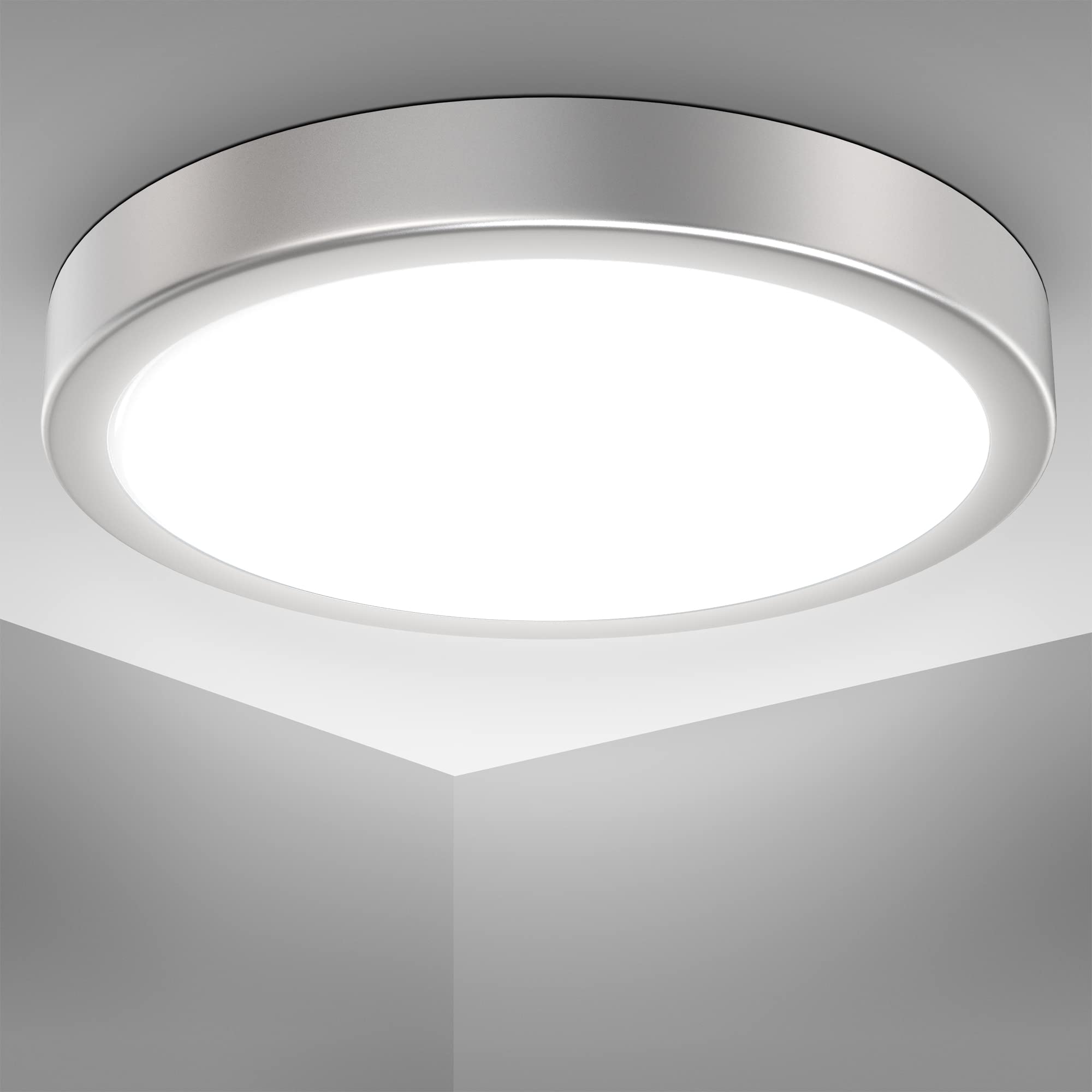 B.K.Licht 18W LED Ceiling lamp, Neutral White Light 4.000K, 28cm / 11in Diameter, 2.000 Lumen, Silver — image 1