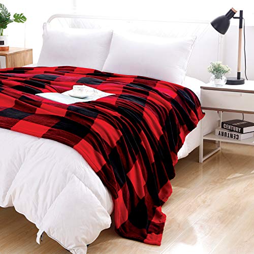 Red Black Buffalo Plaid Throw Blanket Sofa Couch Bed Plaid Checker Blanket Lightweight Cozy Plush Throw All Season Blanket (60\