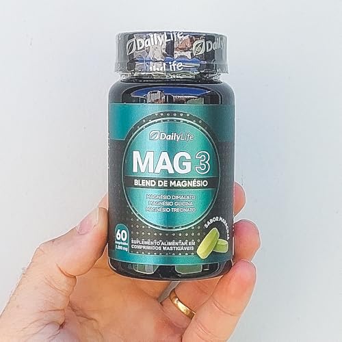 Magnesio Mag 3 Dimalato Treonato Glicina Magnesium 1000mg 100% Puro 60 Comprimidos Mastigaveis Sem Glúten Sabor Maracujá