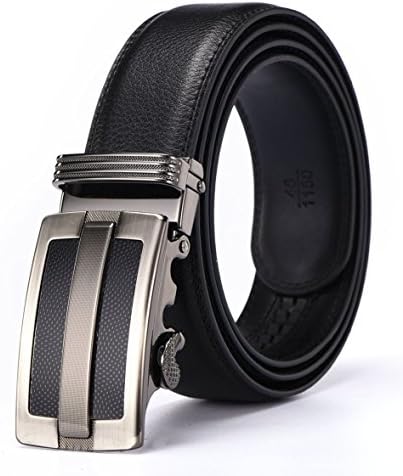 Xhtang Men's Solid Buckle with Automatic Ratchet Leather Belt 35mm Wide 1 3/8"