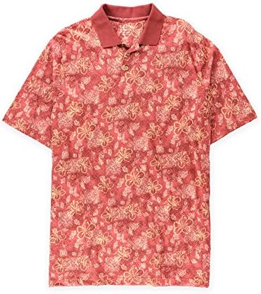 Batik Bay Mens Tropical Print Rugby Polo Shirt red XLT