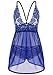 ADORNEVE Women Open Back Halter Lingerie Lace Mini Dress Soft Sleepwear Pajamas