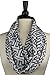 Pop Fashion Greek key Pattern Infinity Scarf for Women - Lightweight, Comfortable Travel Scarf with Hidden Zipper Pocket to Store Phone, Keys, and Wallet - Fashion Scarf for All Seasons (Grey)