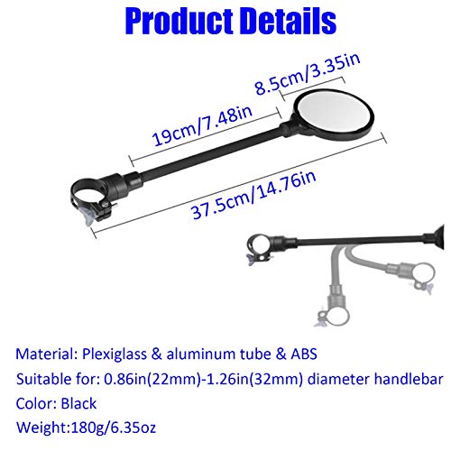 Bike Mirror, 2 Pack 360° Adjustable Rotatable Bending Wide Angle