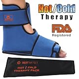 Foot & Ankle Pain Relief Hot/Cold Therapy System - Foot Ice Pack Wrap - Relieve Foot and Ankle Aches & Pains from Injuries Using Compression Wrap Packs for Ankles and Feet. Heat or Freeze Gel Insert