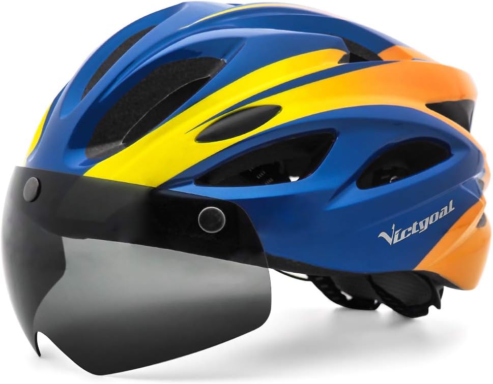 Victgoal Adults Bike Helmet with Magnetic Goggles Visor and LED Rear Light