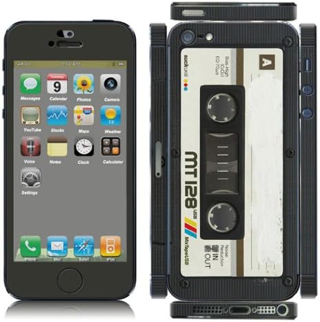 Iphone 5 Skin Sticker Decal Full Body Wrap Protection Vinyl Tape Cassette -Black