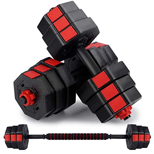 wolfyok-Fitness-Dumbbells-Set-Adjustable-Weight-to-44Lbs-Home-Fitness-Equipment-for-Men-and-Women-Gym-Work-Out-Exercise-Training-with-Connecting-Rod-Used-as-BarbellsPair-Black