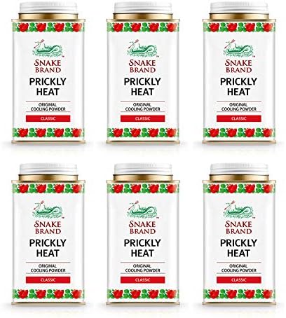 SNAKE BRAND Prickly Heat Cooling Body Powder 140g (Classic, Pack of 6), 140 g (Pack of 1)