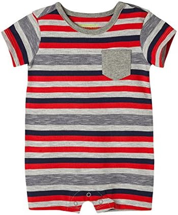 OFFCORSS Newborn Baby Boy Cotton Romper Organic Stripes Summer Clothing colorful Outfit Pajamas 1 Year Ropa de Vestir Bebe Niño Varon Gray 12 M