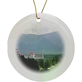 3dRose Mount Washington Hotel White Mountains New Hampshire Landmark Circle Porcelain Ornament