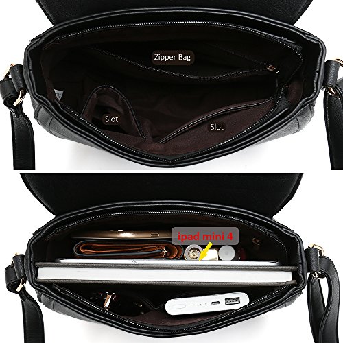 Saddle Bag With Tassel Crossbody Purses For Women Small Ladies Designer Handbag (Black)