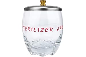 BEAUTICOM DISINFECTING STERILIZER JAR (Small Size) WITH METAL LID FOR TOOLS, MANICURE, SPA IMPLEMENTS, AND SCISSORS (Sterilizer Jar, Clear)