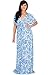KOH KOH Womens Long Sexy V-Neck Kimono Sleeve Summer Casual Floral Maxi Dress