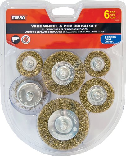 MIBRO 971531 General Purpose Coarse Wire Wheel and Cup Brush Set, 6 Pieces