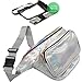 RedOrbis Plus Size Fanny Pack for Women with Extender - Holographic Fanny Pack for Sport Outdoor Travel Hiking - Extra strap Adjustable Belt - 3 Pockets Water-Resistant (silver holographic)