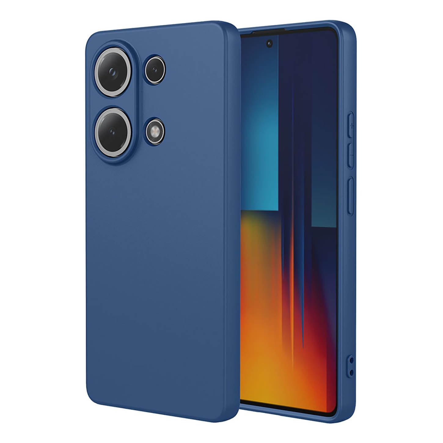 ILING Case for Xiaomi Redmi Note 14S 4G/Redmi Note 13 Pro 4G/POCO M6 Pro, Simple Solid Color Back Soft Liquid Silicone Frosted TPU Bumper Shockproof Protective Ultra-thin Phone Case Cover (Blue)