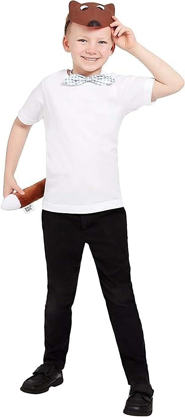 Smiffys, Roald Dahl Fantastic Mr Fox Costume Instant Kit, Includes Brown Mask, Tail, and Cravat - Roald Dahl Dress Up Costumes for Children Boys - Transform Your Child into a Mr Fox on World Book Day
